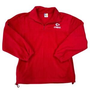 Vintage XNT Kansas City KC Chiefs Football Red Quarter Zip Pullover (Sz L)